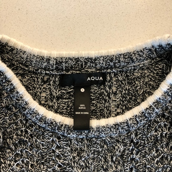 Aqua Ruffled Pointelle Sweater in Black and White - Picture 5 of 7